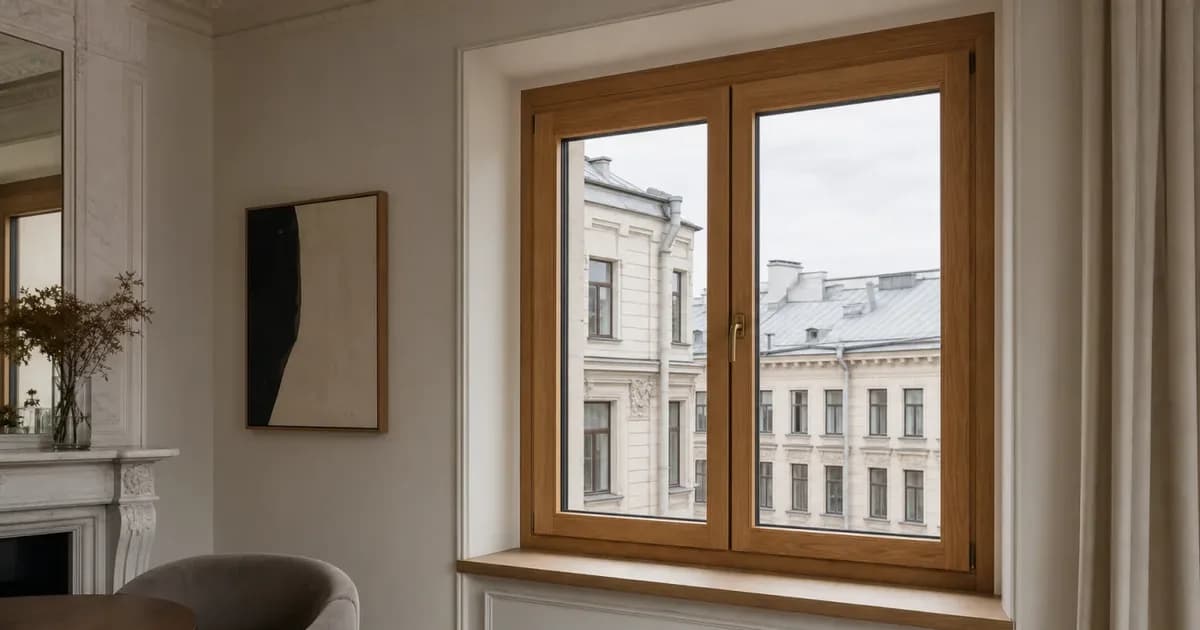 Деревянное окно в интерьере петербургской квартиры